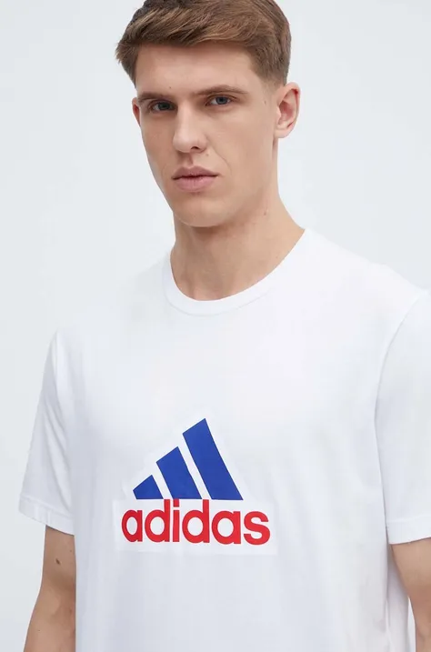 adidas t-shirt bawełniany męski kolor biały z nadrukiem IS3234