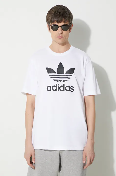Bavlnené tričko adidas Originals Trefoil pánske, biela farba, s potlačou, IV5353