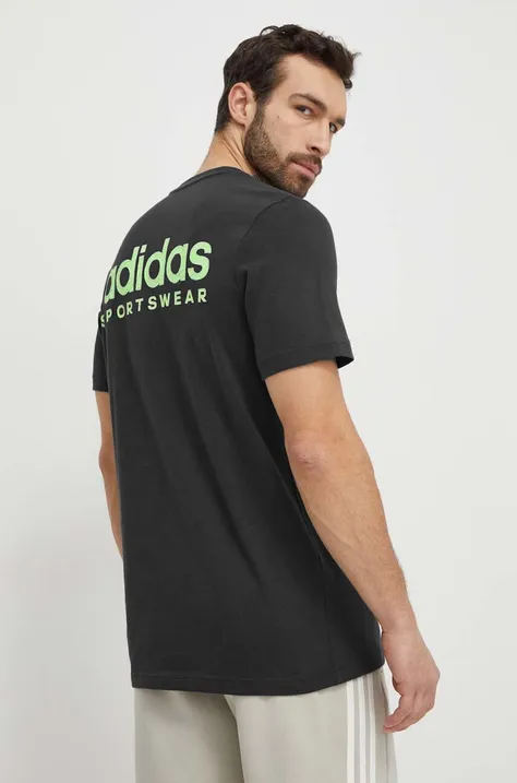 Бавовняна футболка adidas чоловічий колір сірий з принтом