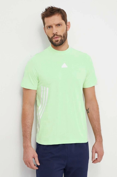 adidas tricou din bumbac bărbați, culoarea verde, cu imprimeu IX5193