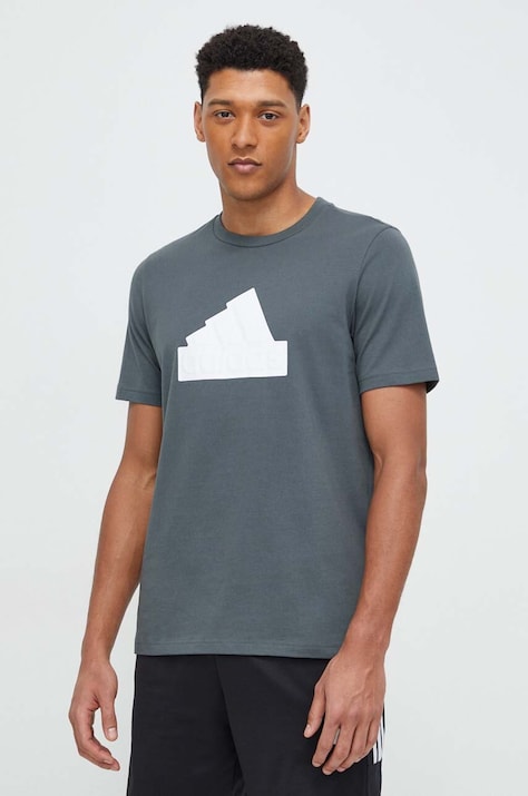 adidas t-shirt bawełniany męski kolor zielony z nadrukiem IZ1623
