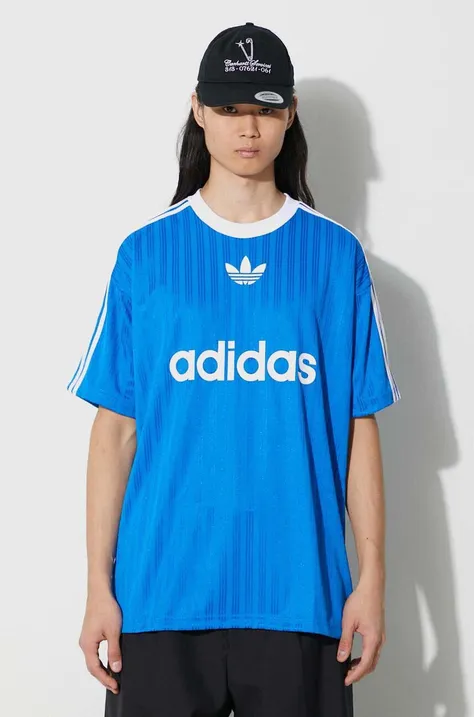 Тениска adidas Originals Adicolor Poly Tee в синьо с десен IM9456