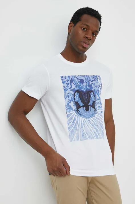 Βαμβακερό μπλουζάκι Joop! ανδρικά, χρώμα: άσπρο