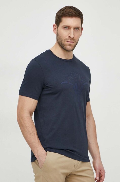Joop! tricou din bumbac Alerio barbati, culoarea albastru marin, cu imprimeu, 30042432 10017941