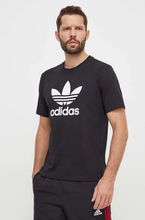Pamučna majica adidas Originals Trefoil za muškarce, boja: crna, s tiskom, IU2364