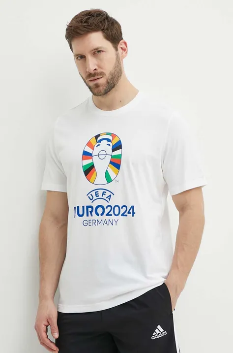 Majica kratkih rukava adidas Performance Euro 2024 za muškarce, boja: bež, s tiskom, IT9290