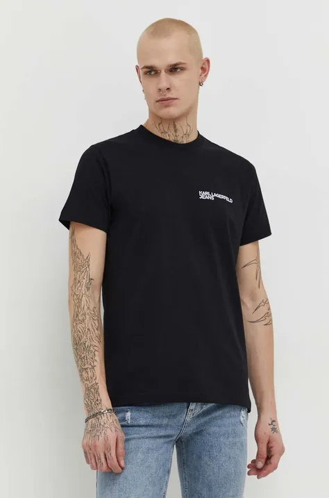 Karl Lagerfeld Jeans t-shirt in cotone uomo colore nero con applicazione