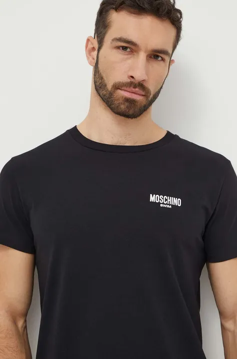 Пляжна футболка Moschino Underwear колір чорний з принтом