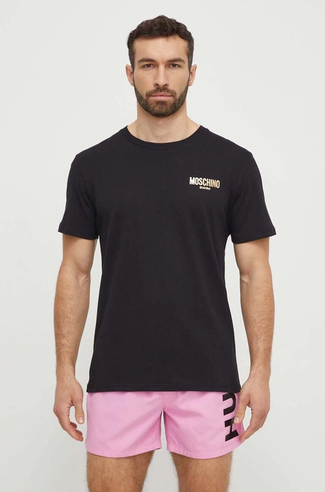 Moschino Underwear t-shirt plażowy bawełniany kolor czarny z nadrukiem 241V3A07159407