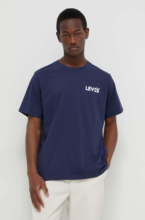 Levi's t-shirt bawełniany męski kolor granatowy z nadrukiem