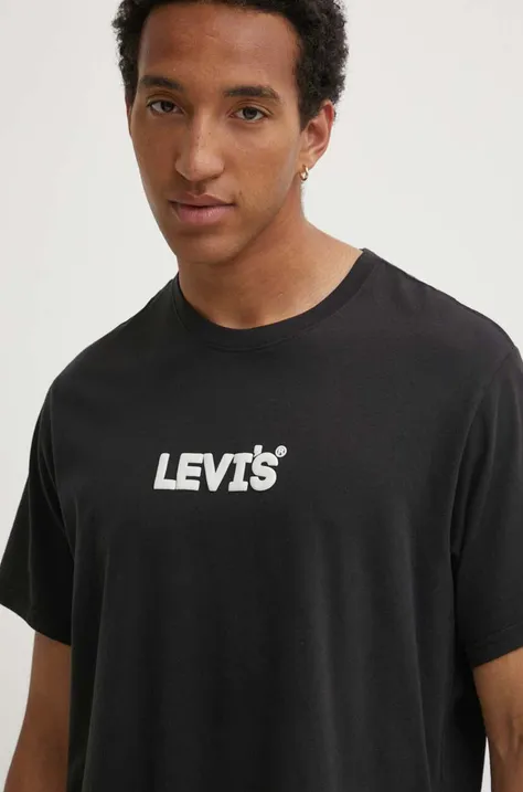 Bavlnené tričko Levi's pánsky, šedá farba, s potlačou