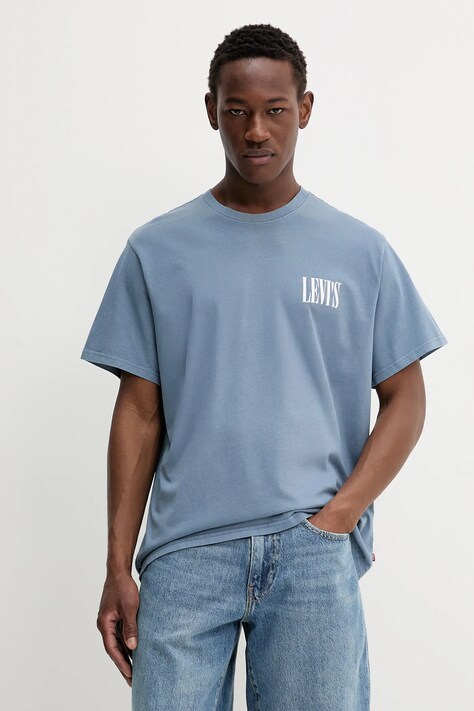 Levi's tricou din bumbac culoarea bej, cu imprimeu