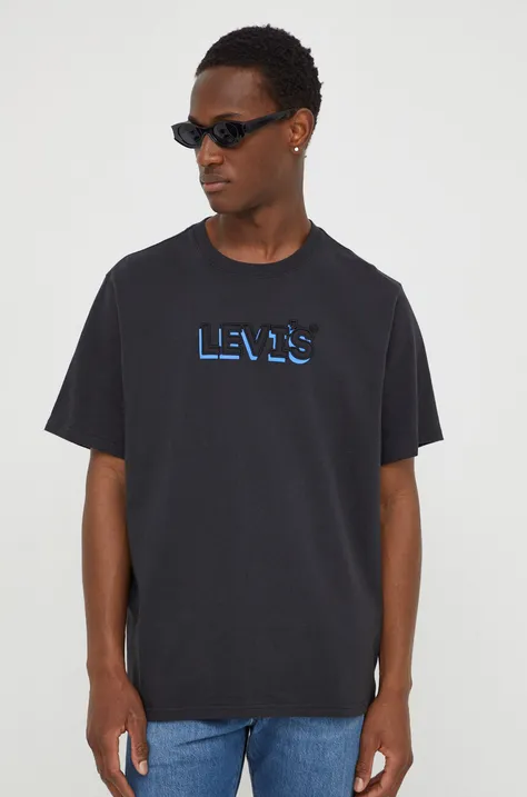 Levi's tricou din bumbac barbati, culoarea negru, cu imprimeu