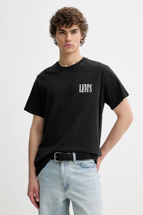 Levi's tricou din bumbac culoarea bej, cu imprimeu