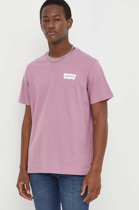 Levi's tricou din bumbac barbati, culoarea roz, cu imprimeu