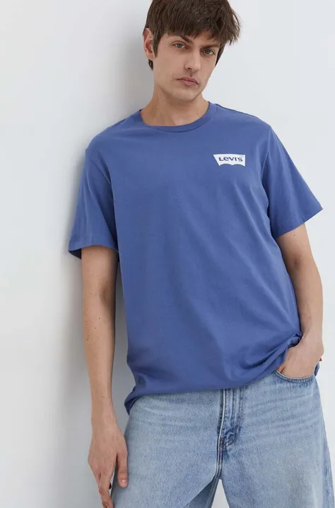 Bombažna kratka majica Levi's moški, vijolična barva