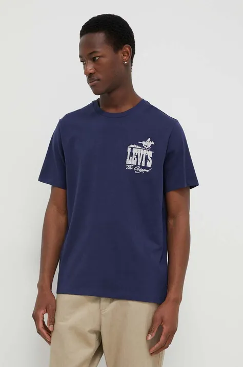 Pamučna majica Levi's za muškarce, boja: tamno plava, s tiskom