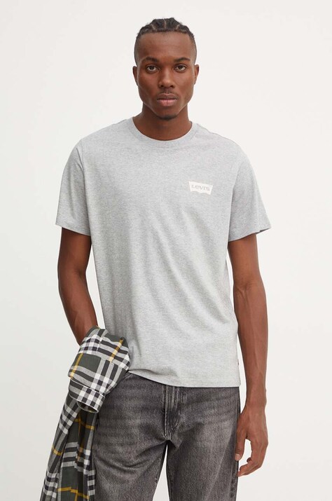 Levi's tricou din bumbac barbati, culoarea gri, cu imprimeu