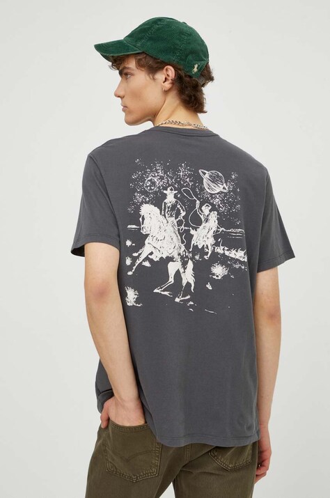 Levi's tricou din bumbac barbati, culoarea gri, cu imprimeu