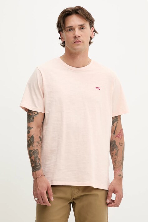 Levi's tricou din bumbac culoarea rosu, neted