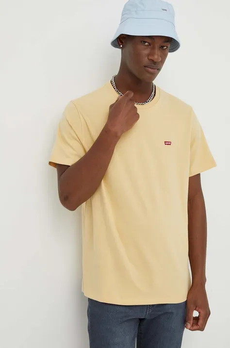 Хлопковая футболка Levi's мужская цвет жёлтый однотонная
