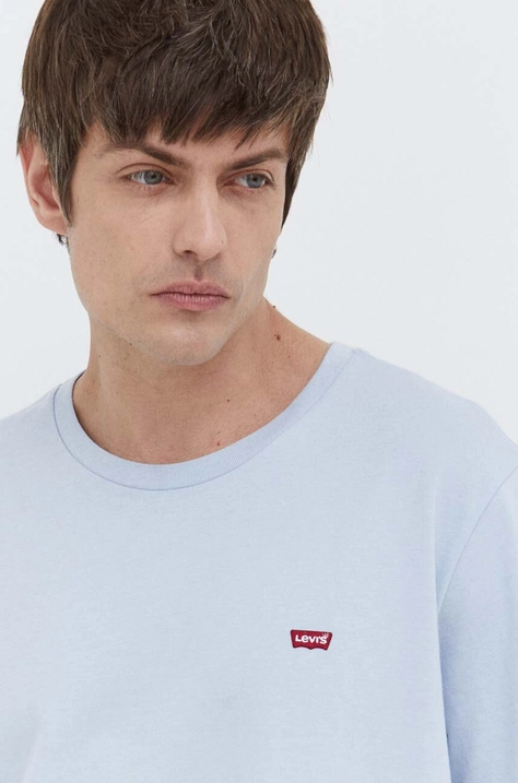 Levi's t-shirt bawełniany męski kolor niebieski gładki