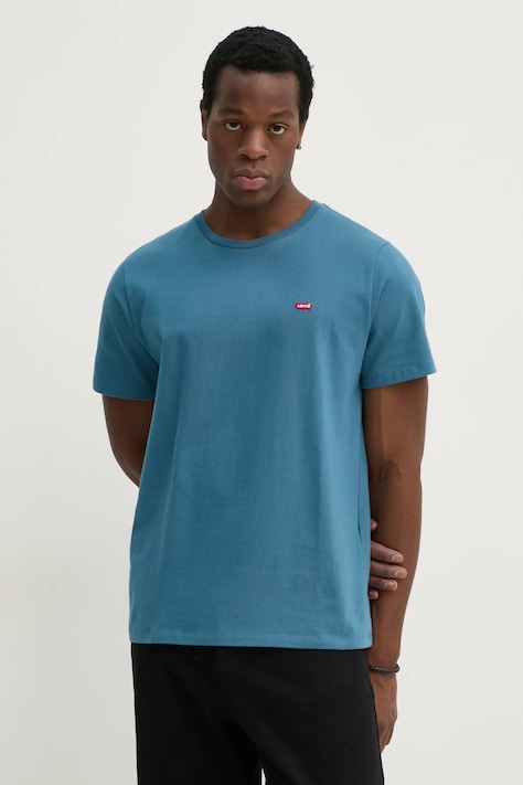 Levi's tricou din bumbac barbati, culoarea turcoaz, neted