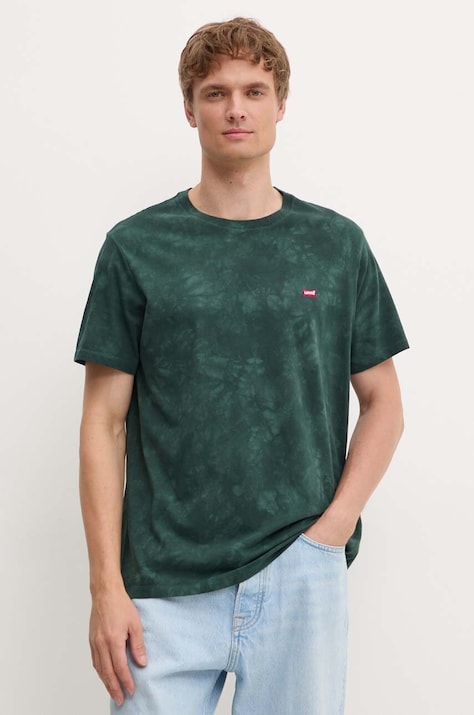 Levi's tricou din bumbac barbati, culoarea verde, neted