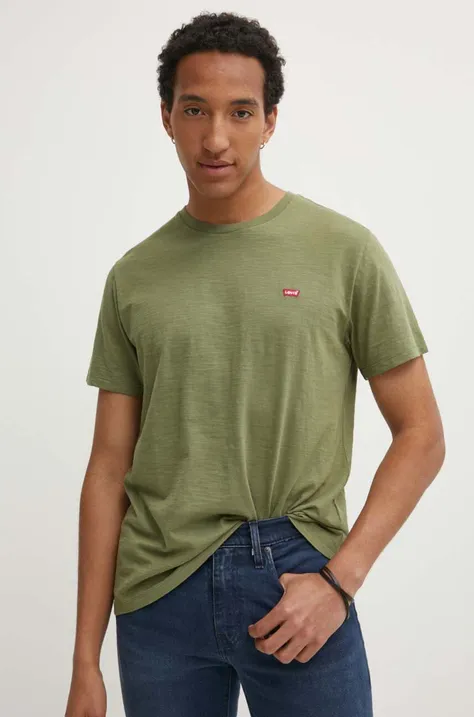 Pamučna majica Levi's za muškarce, boja: zelena, bez uzorka