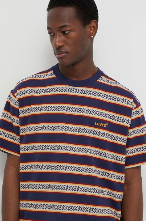 Levi's tricou din bumbac barbati, culoarea albastru marin, modelator