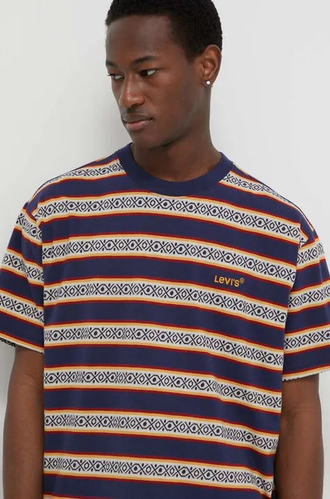Bavlnené tričko Levi's pánsky, tmavomodrá farba, vzorovaný