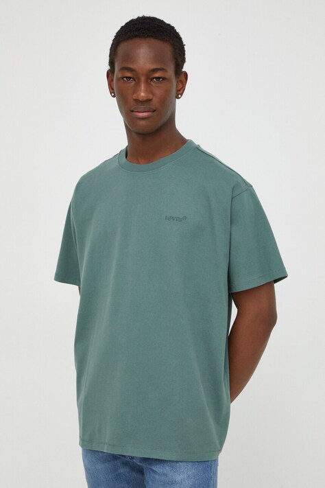 Levi's tricou din bumbac barbati, culoarea verde, modelator