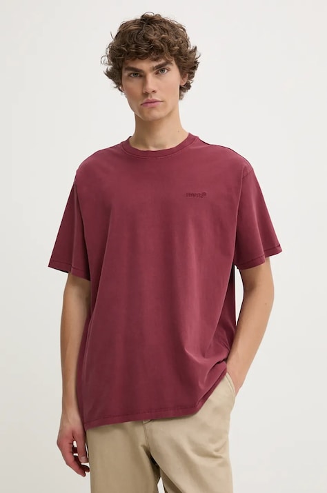 Levi's tricou din bumbac barbati, culoarea bordo, modelator