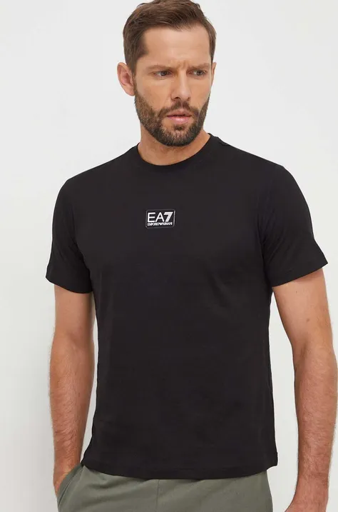 EA7 Emporio Armani t-shirt bawełniany męski kolor czarny z nadrukiem