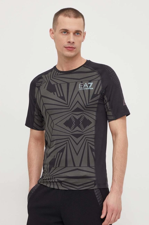 EA7 Emporio Armani t-shirt fekete, férfi, mintás