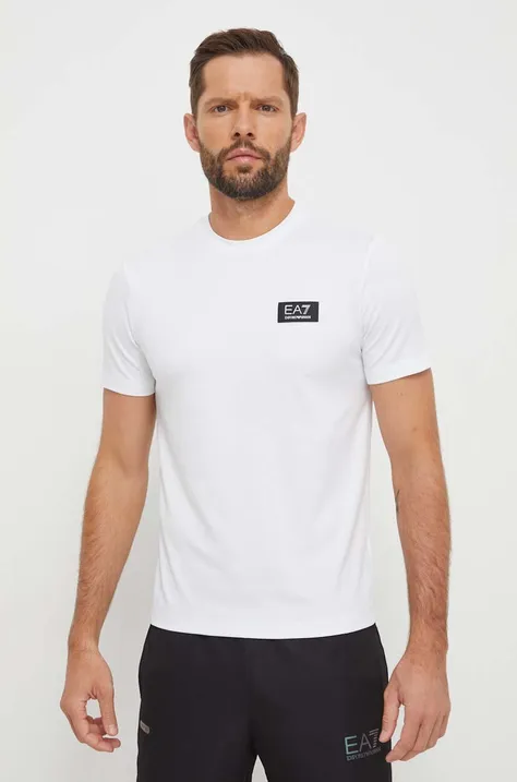 Majica kratkih rukava EA7 Emporio Armani za muškarce, boja: bijela, bez uzorka