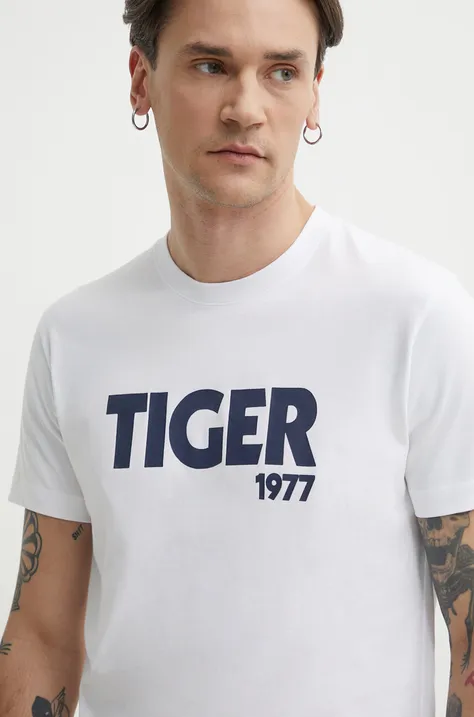 Бавовняна футболка Tiger Of Sweden Dillan чоловіча колір білий з принтом T65617038