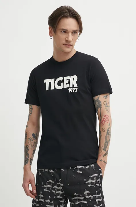 Хлопковая футболка Tiger Of Sweden Dillan мужская цвет чёрный с принтом T65617038