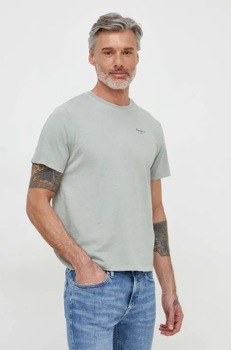 Pepe Jeans t-shirt bawełniany Jacko męski kolor zielony gładki