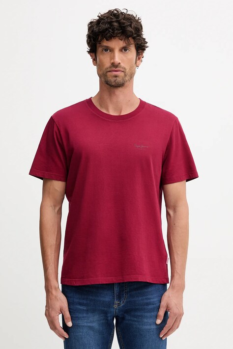 Pepe Jeans t-shirt bawełniany JACKO męski kolor bordowy gładki PM508664