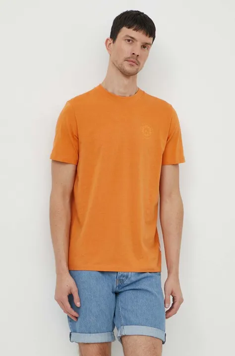 Бавовняна футболка Lindbergh чоловічий колір помаранчевий з принтом