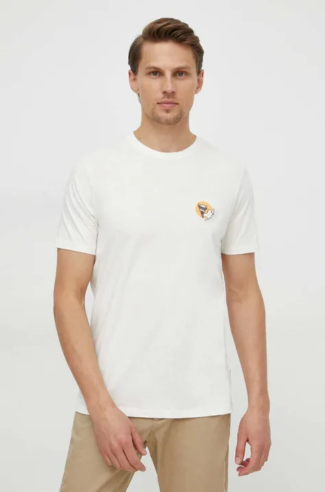 Бавовняна футболка Lindbergh чоловічий колір бежевий з аплікацією