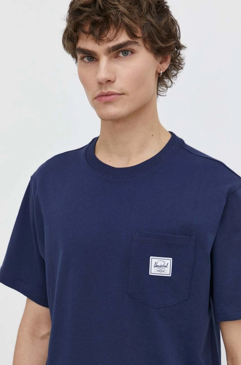 Herschel t-shirt in cotone uomo colore blu navy