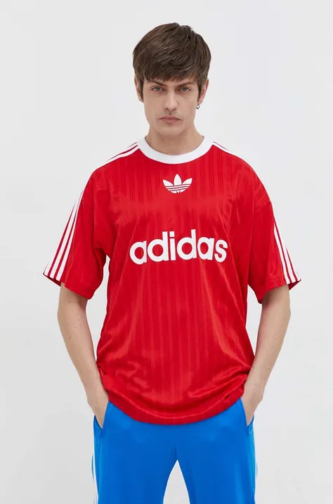 Kratka majica adidas Originals Adicolor Poly Tee moška, rdeča barva, IM9458