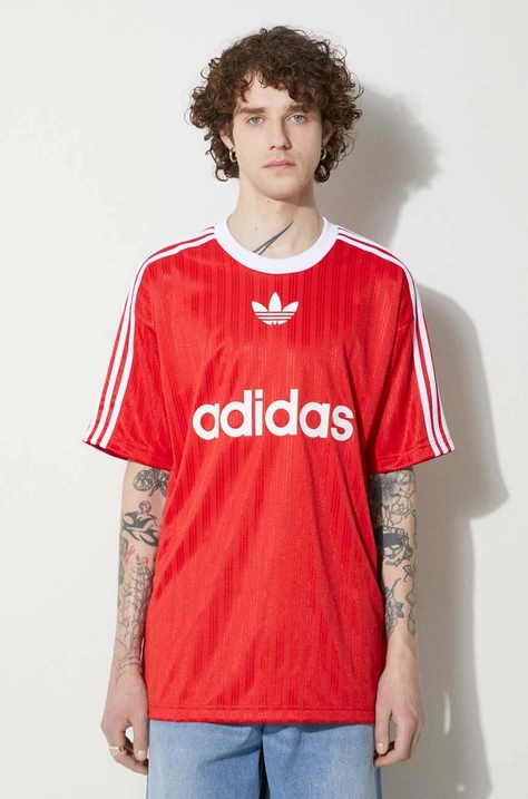 adidas Originals t-shirt Adicolor Poly Tee uomo colore rosso IM9458