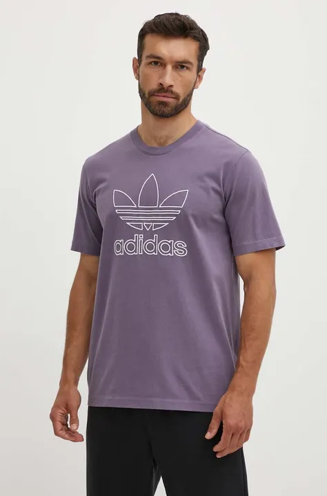Bombažna kratka majica adidas Originals Trefoil Tee moška, vijolična barva, IR7992
