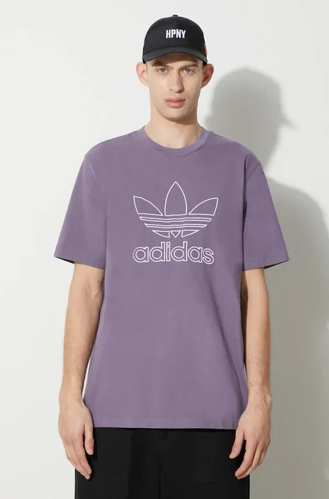 adidas Originals cotton t-shirt Trefoil Tee men's violet color IR7992