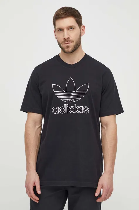 adidas Originals cotton t-shirt Trefoil Tee men’s black color IU2347
