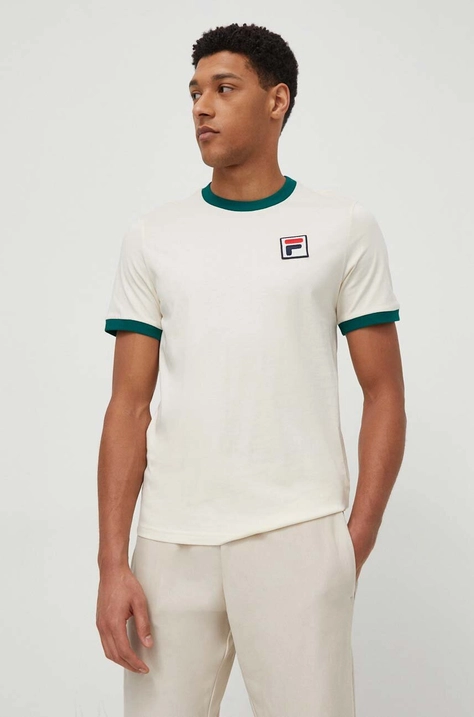 Fila tricou din bumbac barbati, culoarea bej, modelator