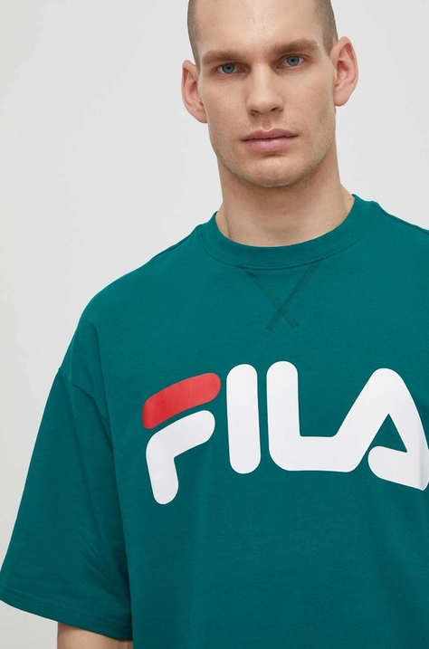 Fila t-shirt Lowell zöld, férfi, nyomott mintás, FAM0655